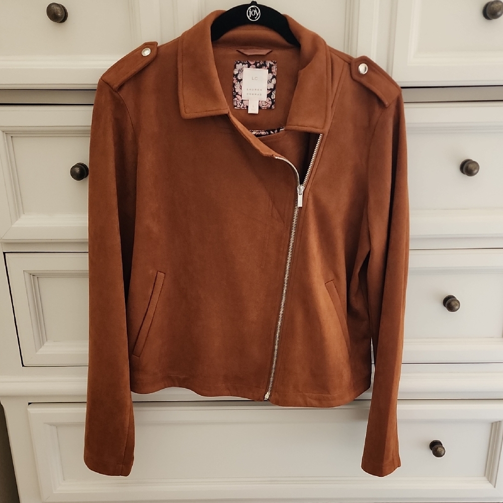 LC Camel Suede-style Moto Jacket L